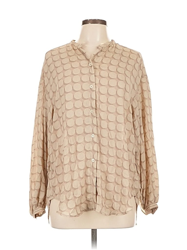 Pre-owned Max Studio Long Sleeve Blouse In Brown