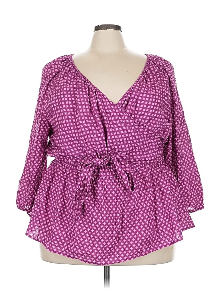 Pre-owned Lane Bryant 3/4 Sleeve Blouse In Purple