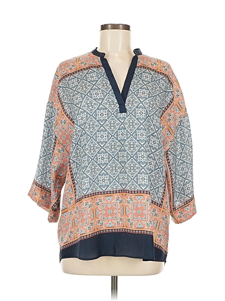 Pre-owned Zara Basic 3/4 Sleeve Blouse In Blue