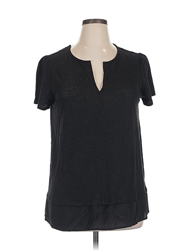 Pre-owned Sanctuary Short Sleeve Top Black Keyhole Neckline Tops