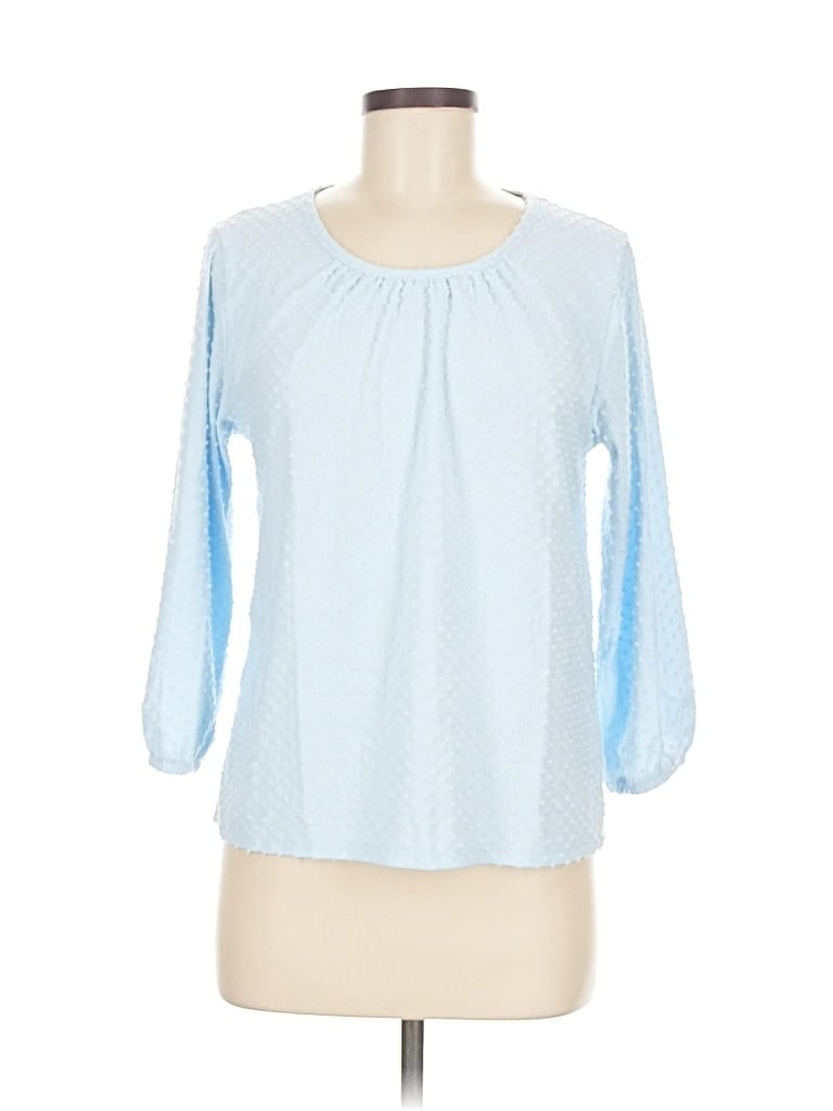 Pre-owned J.crew Factory Store 3/4 Sleeve Blouse In Blue