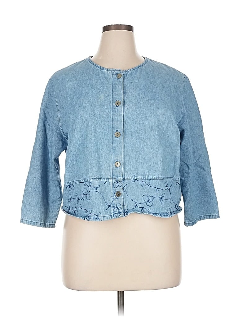 Pre-owned Assorted Brands 3/4 Sleeve Button Down Shirt In Blue