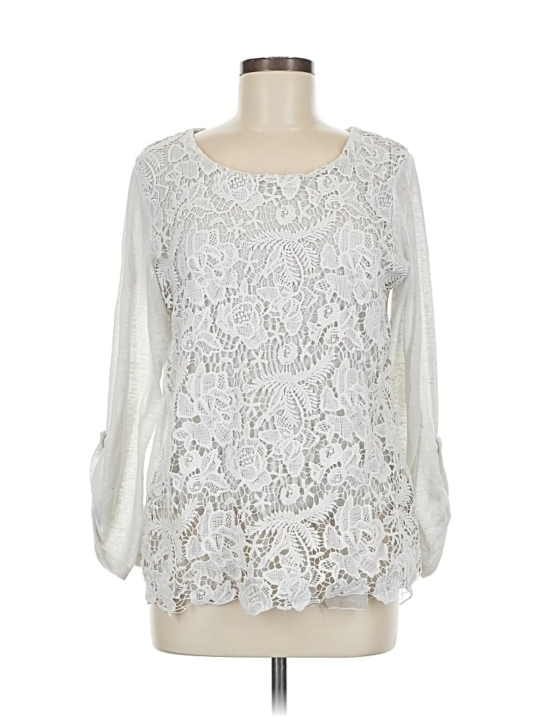 Pre-owned Saks Fifth Avenue 3/4 Sleeve Blouse In Silver