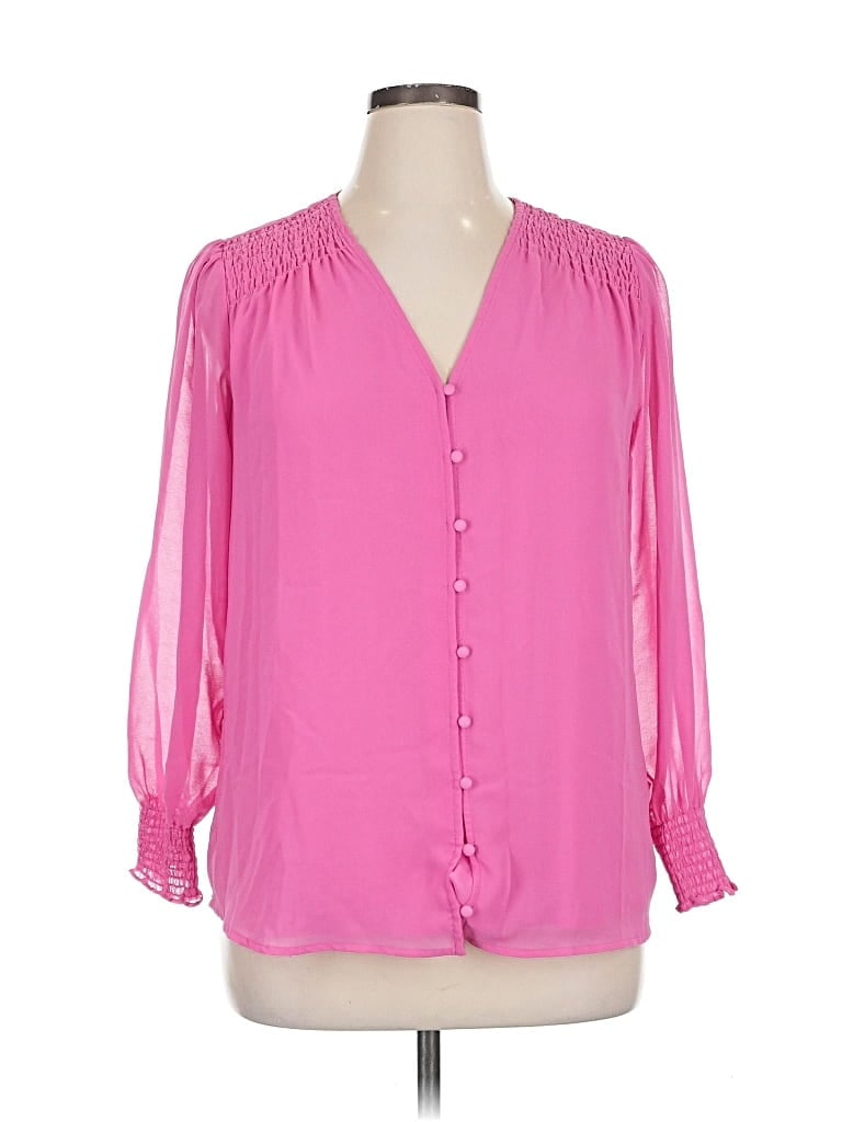 Pre-owned 1.state Long Sleeve Blouse In Pink