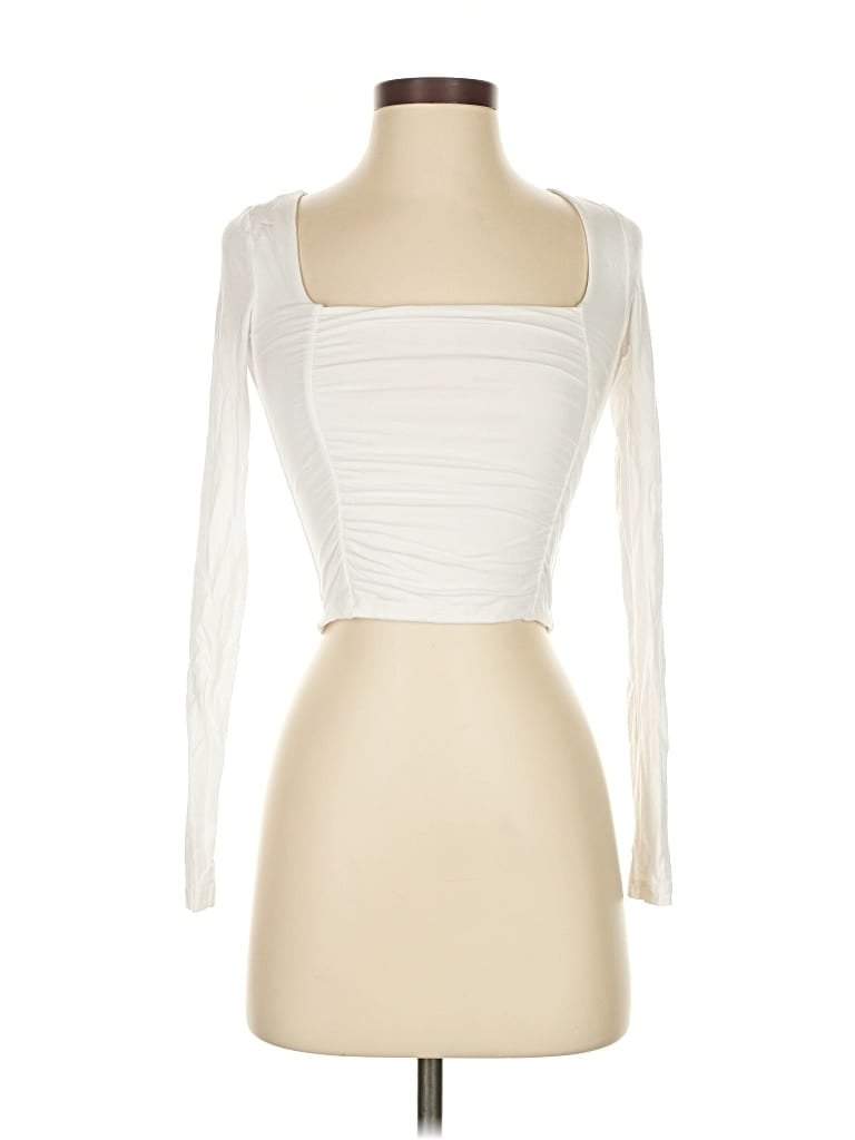 Pre-owned Wilfred Long Sleeve Top Ivory Square Neckline Tops In White