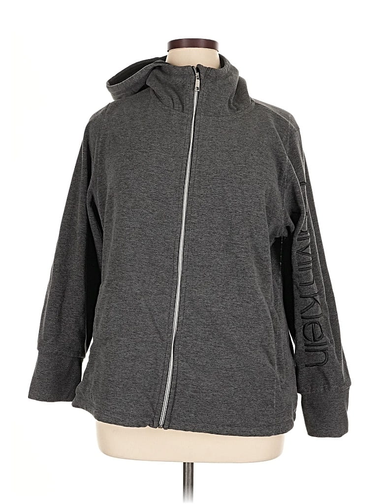 Pre-owned Calvin Klein Performance Zip Up Hoodie In Gray
