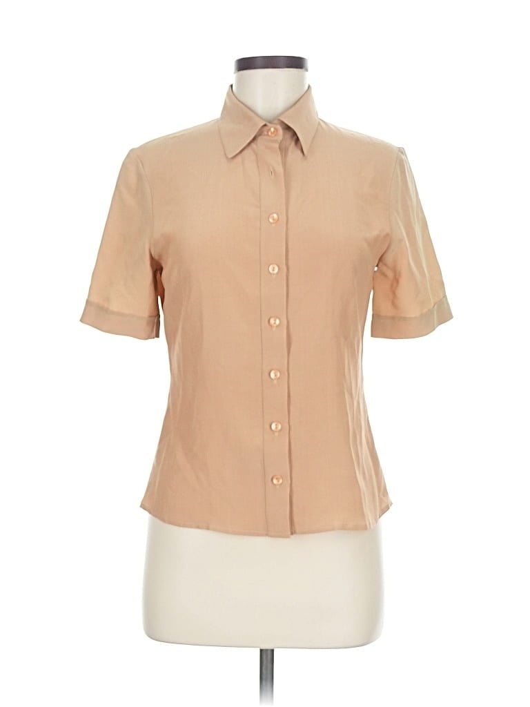 Pre-owned St John Short Sleeve Blouse In Brown