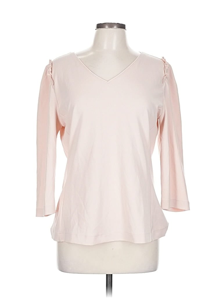 Pre-owned Ann Taylor 3/4 Sleeve Top Pink Cold Shoulder Neckline Tops