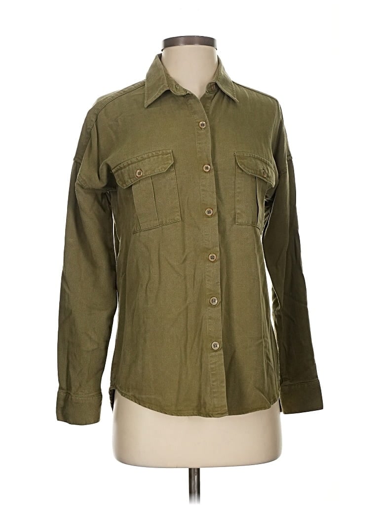 Pre-owned Sincerely Jules Long Sleeve Button Down Shirt In Green