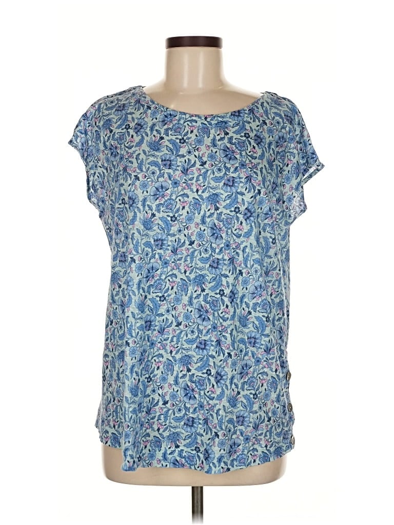 Pre-owned Jjill Short Sleeve Blouse In Blue