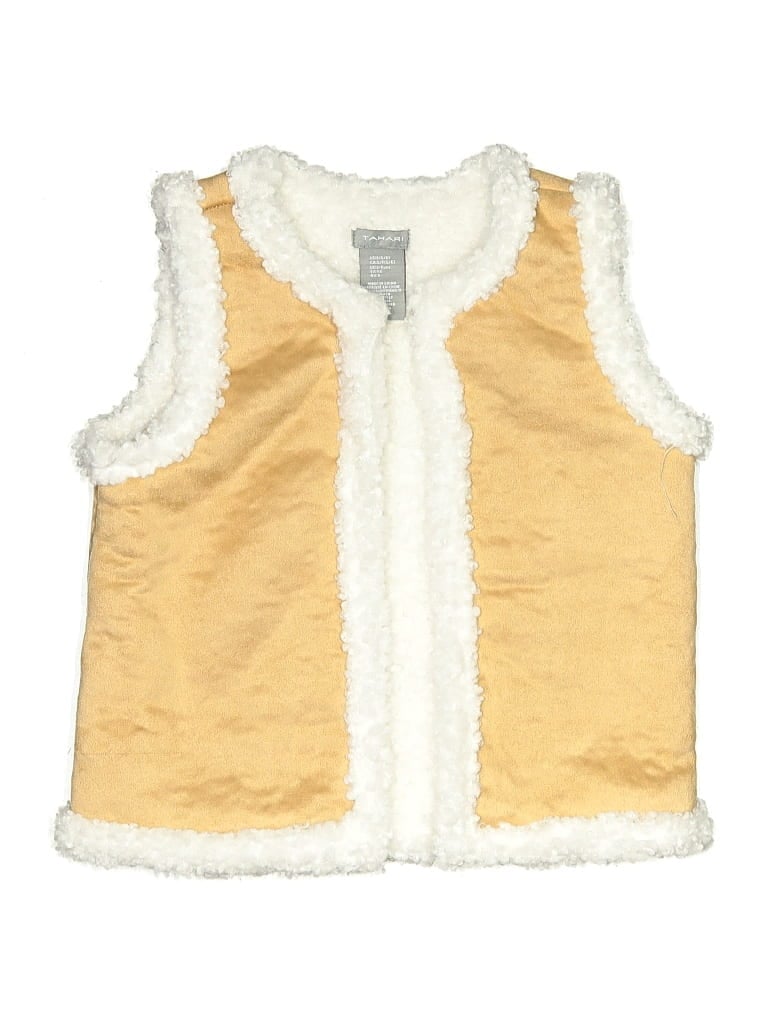 Pre-owned Tahari Kids' Faux Fur Vest In Gold