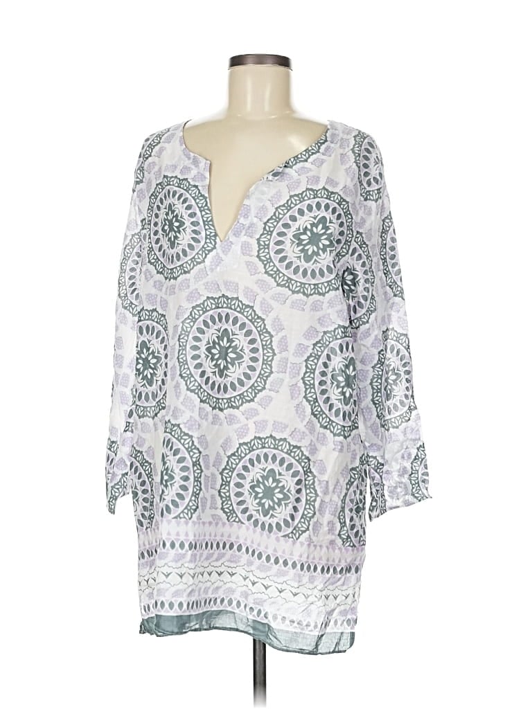 Pre-owned Calypso St Barth 3/4 Sleeve Blouse In White