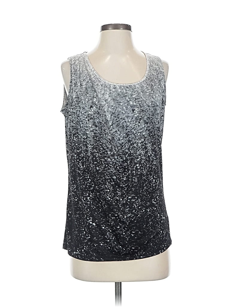 Pre-owned Michael Michael Kors Sleeveless Top Silver Ombre Pattern Scoop Neck Tops