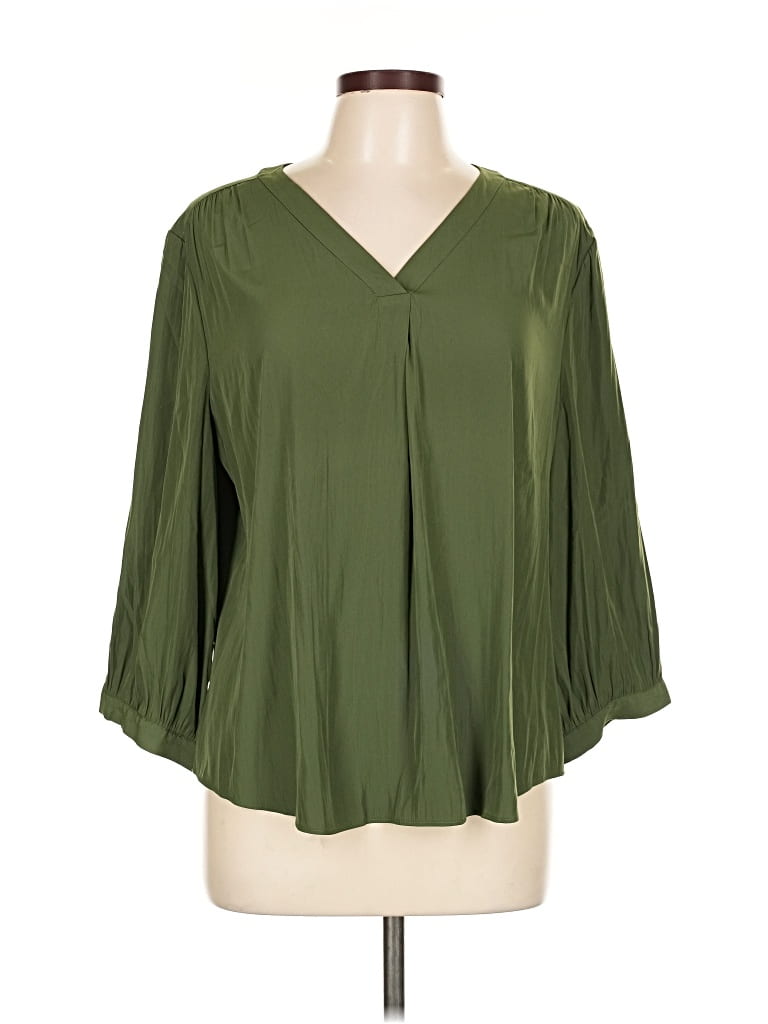 Pre-owned Chico's 3/4 Sleeve Blouse In Green