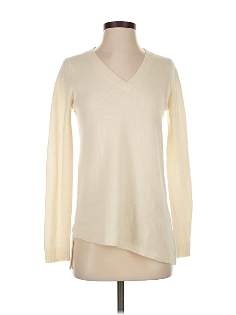 Pre-owned Quinn Cashmere Pullover Sweater In White