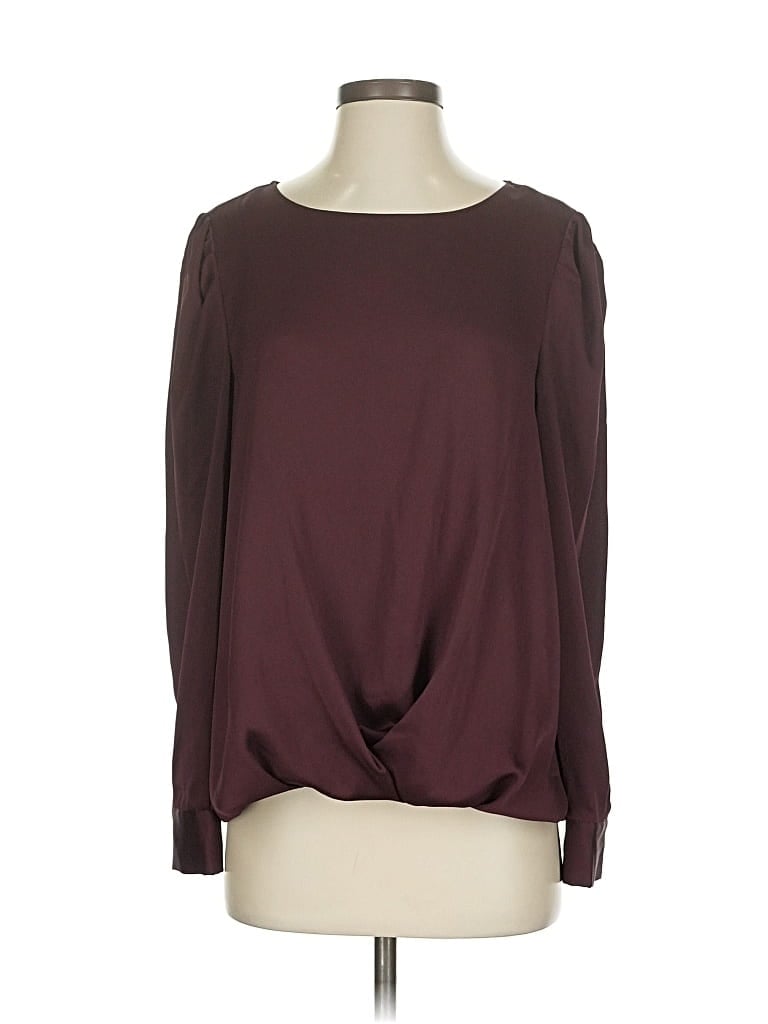Pre-owned Vince Camuto Long Sleeve Top Burgundy Boatneck Tops