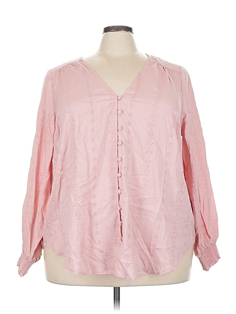 Torrid Long Sleeve Blouse In Pink