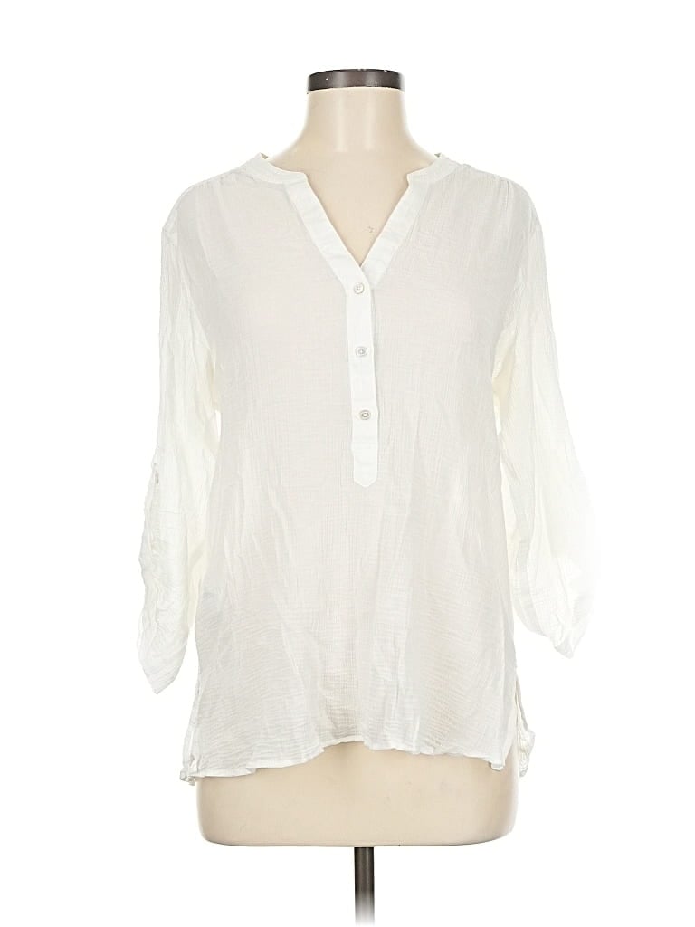 Pre-owned Tommy Bahama 3/4 Sleeve Blouse In White