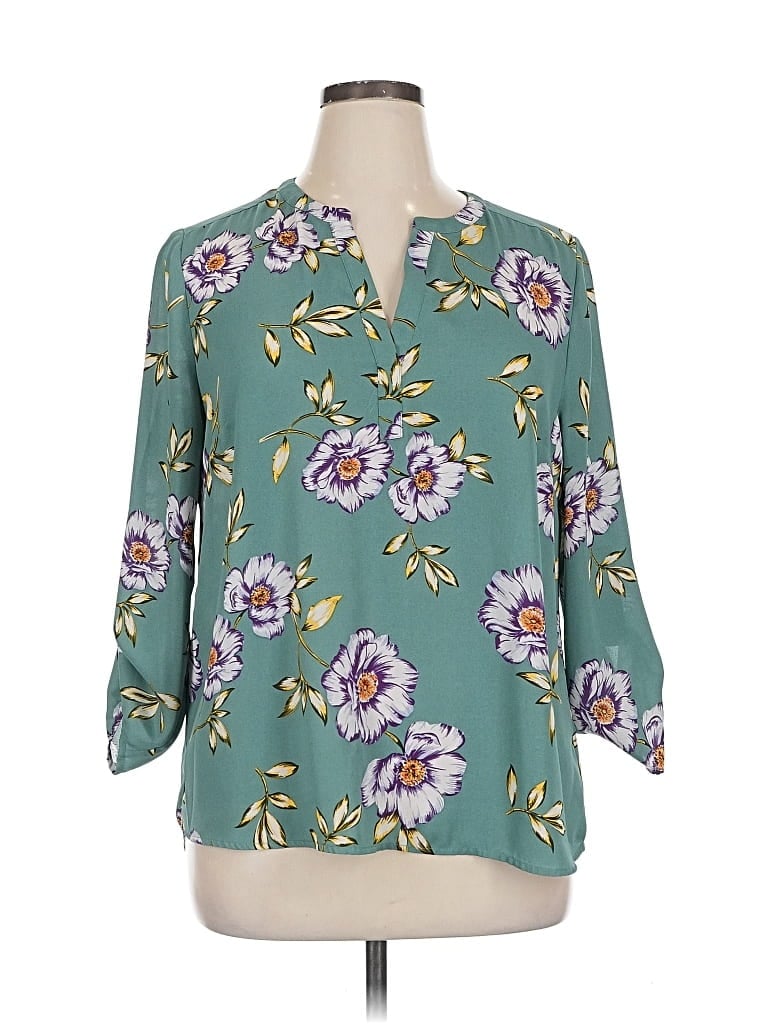 Pre-owned Daniel Rainn 3/4 Sleeve Blouse In Blue