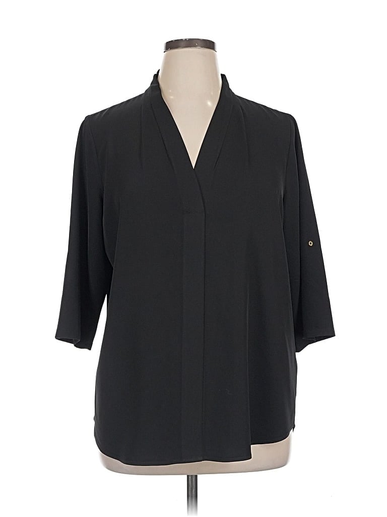 Pre-owned Calvin Klein 3/4 Sleeve Blouse In Black