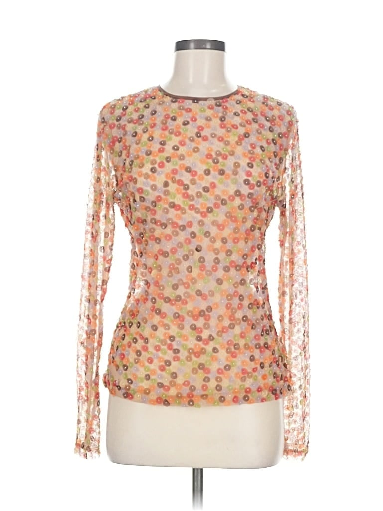 Pre-owned Etcetera Long Sleeve Top Orange Square Neckline Tops