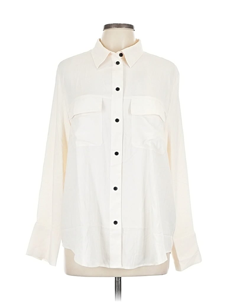 Pre-owned H&m Long Sleeve Blouse In White