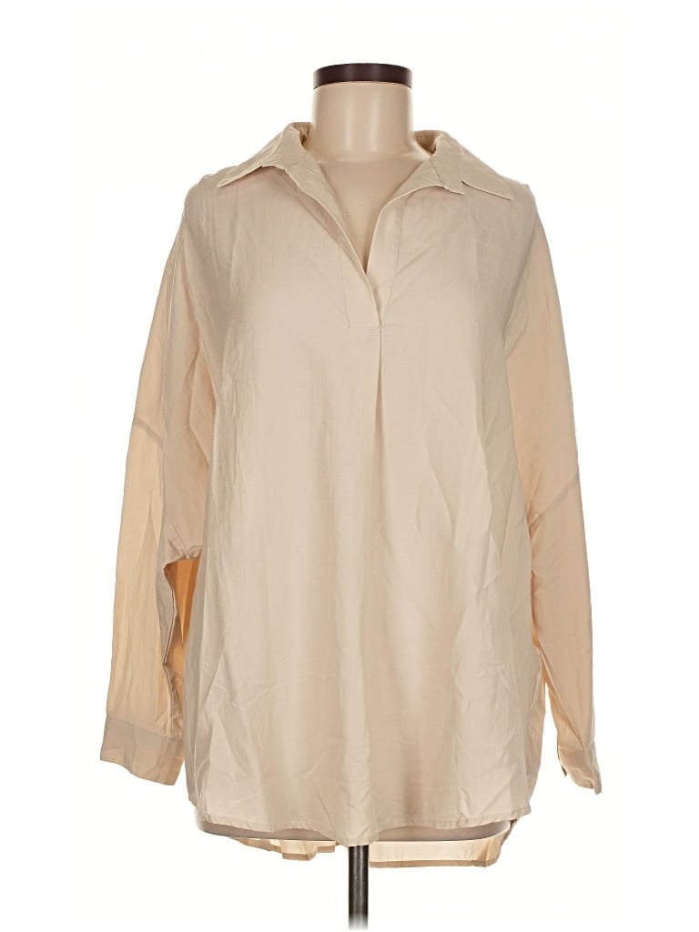 Pre-owned Bibi Long Sleeve Blouse In Brown