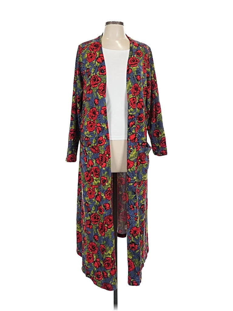 Pre-owned Lularoe Cardigan Sweater In Red