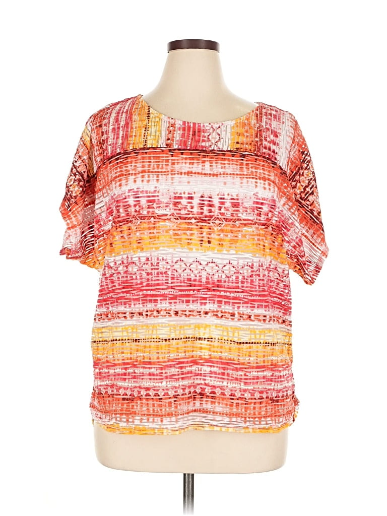 Pre-owned Coral Bay Short Sleeve Blouse In Orange