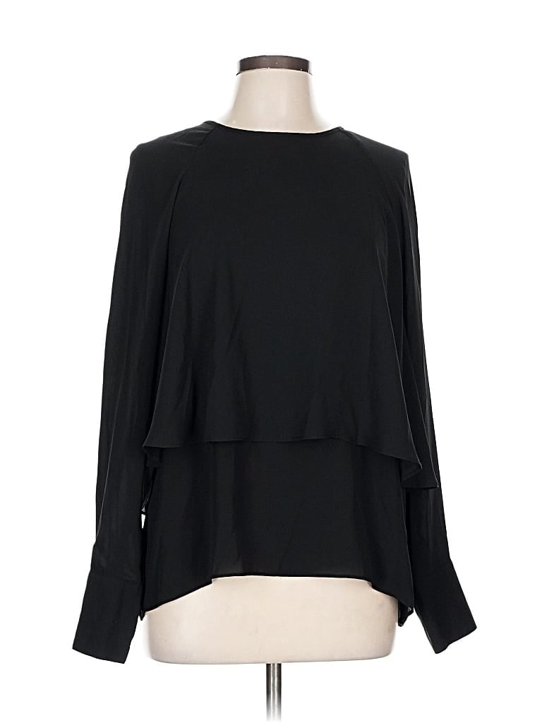 Pre-owned Who What Wear Long Sleeve Blouse In Black