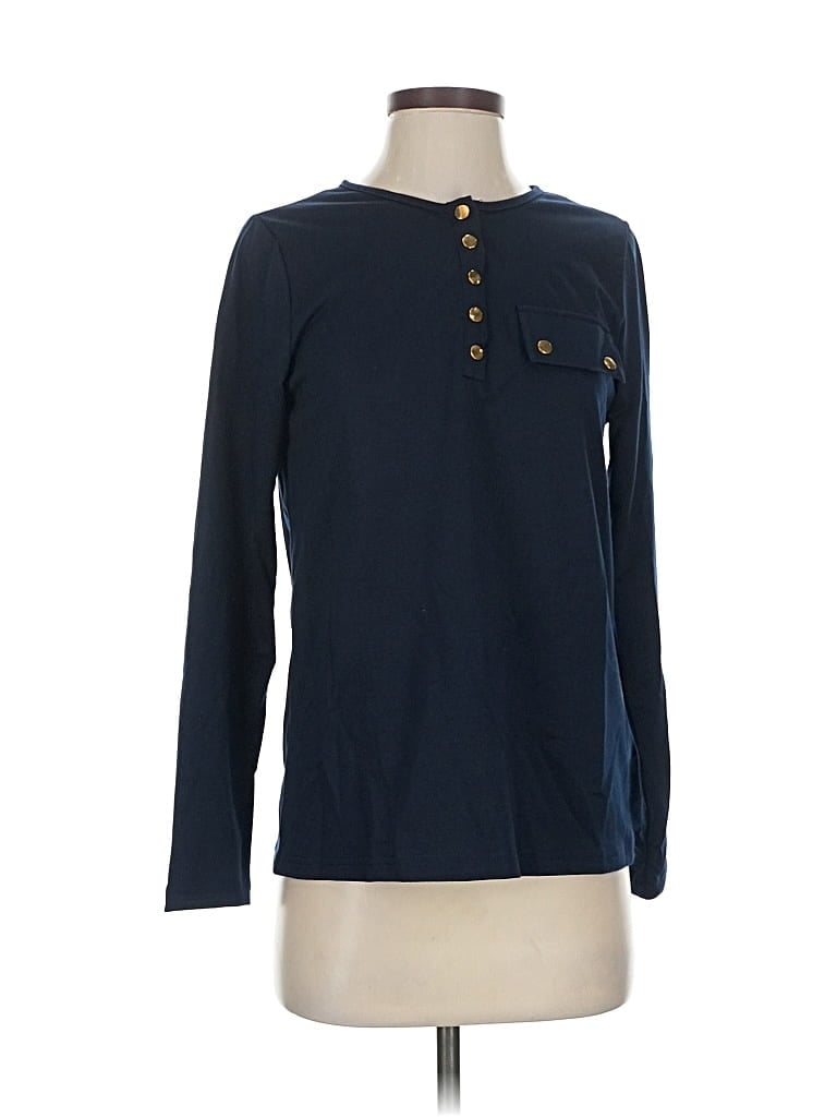 Pre-owned Made With Love Long Sleeve Henley Shirt In Blue