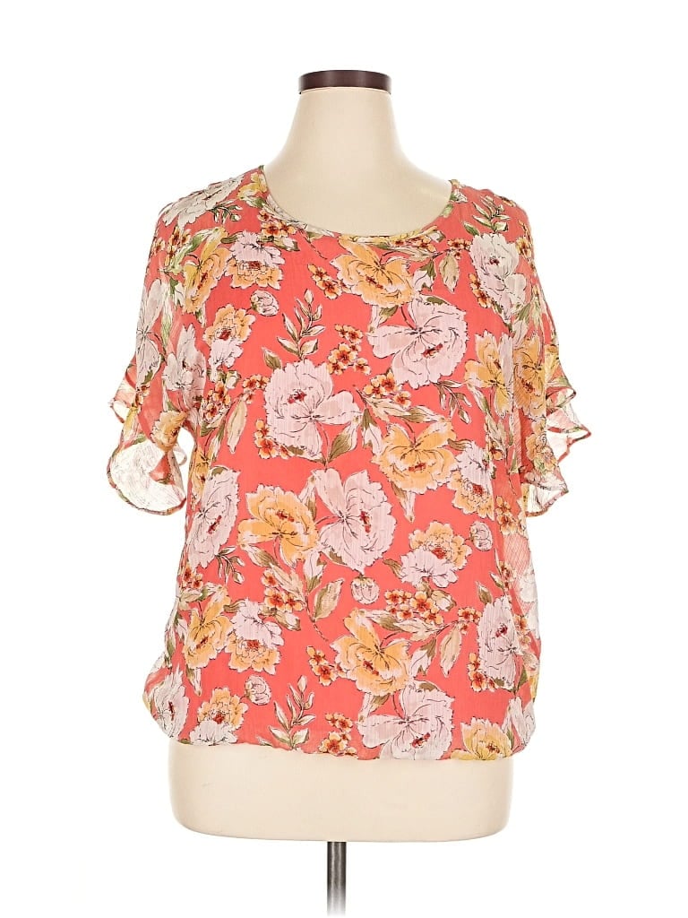 Pre-owned Sara Michelle Short Sleeve Blouse In Pink