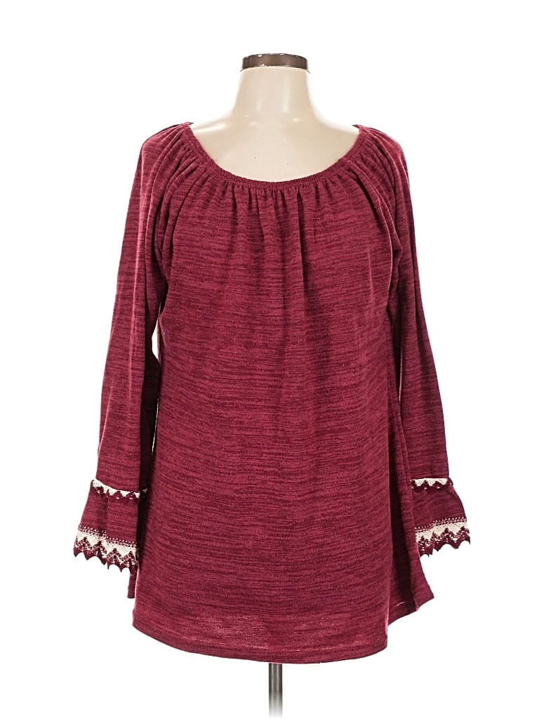 Pre-owned Assorted Brands Long Sleeve Blouse In Burgundy