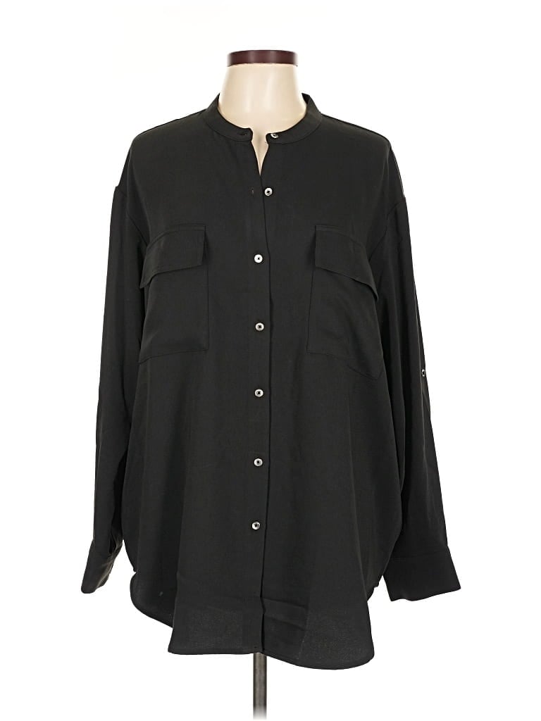 Pre-owned Calvin Klein Long Sleeve Blouse In Black