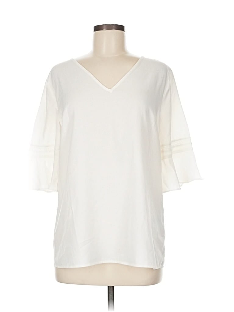 Pre-owned Banana Republic Factory Store 3/4 Sleeve Blouse In White