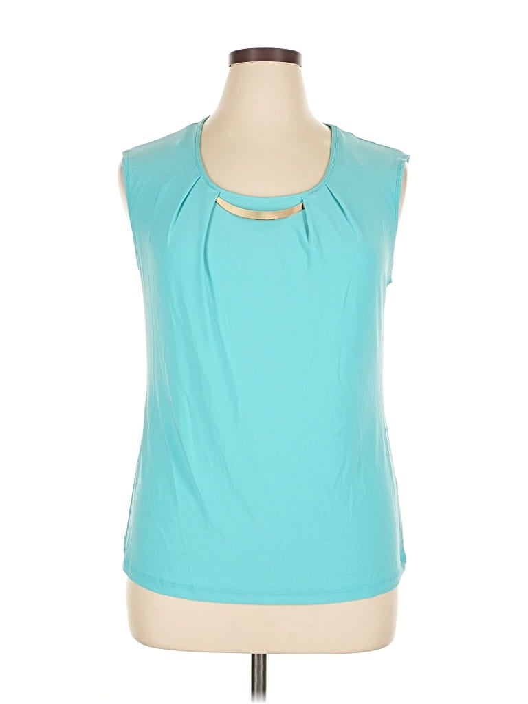 Pre-owned Roz & Ali Sleeveless Blouse In Blue