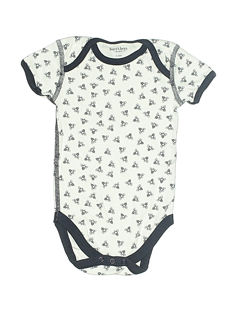 Pre-owned Burt's Bees Baby Babies' Short Sleeve Onesie In White