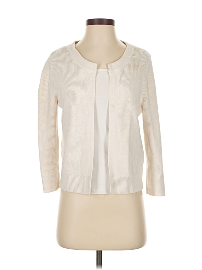 Pre-owned Ann Taylor Loft Cardigan Sweater In White