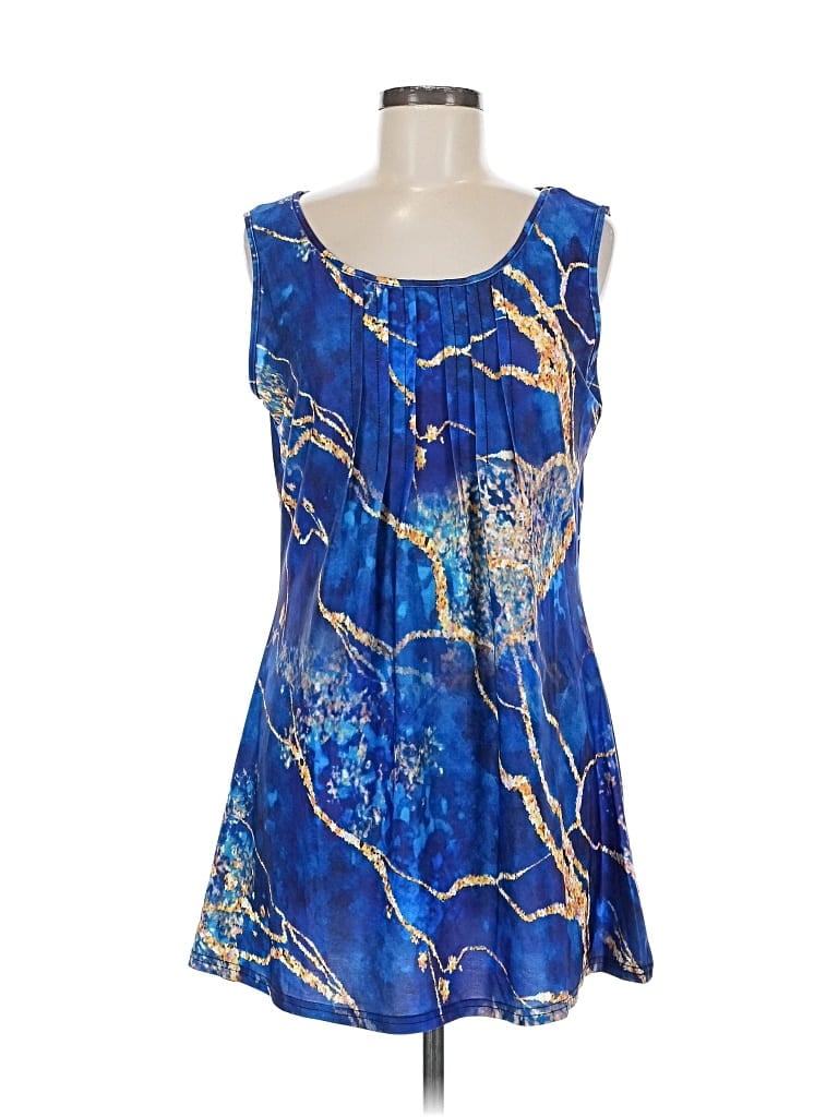 Pre-owned Lily By Firmiana Sleeveless Blouse In Blue