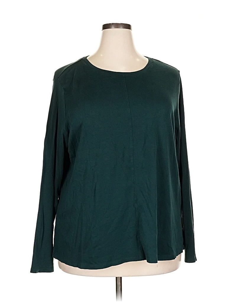 Pre-owned Jjill 3/4 Sleeve T-shirt In Green