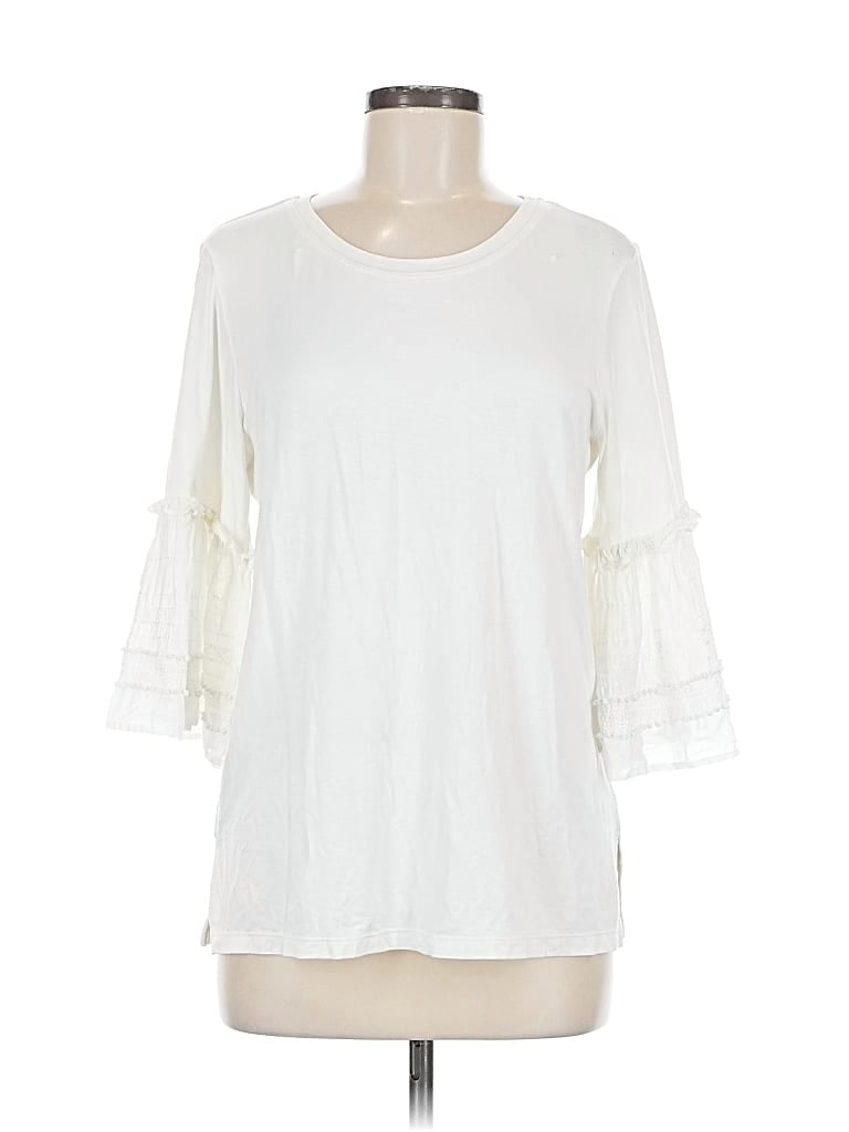 Pre-owned Kobi Halperin 3/4 Sleeve Top Ivory Crew Neck Tops In White