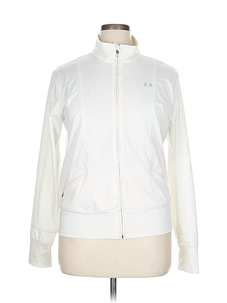 Pre-owned Under Armour Zip Up Hoodie In White