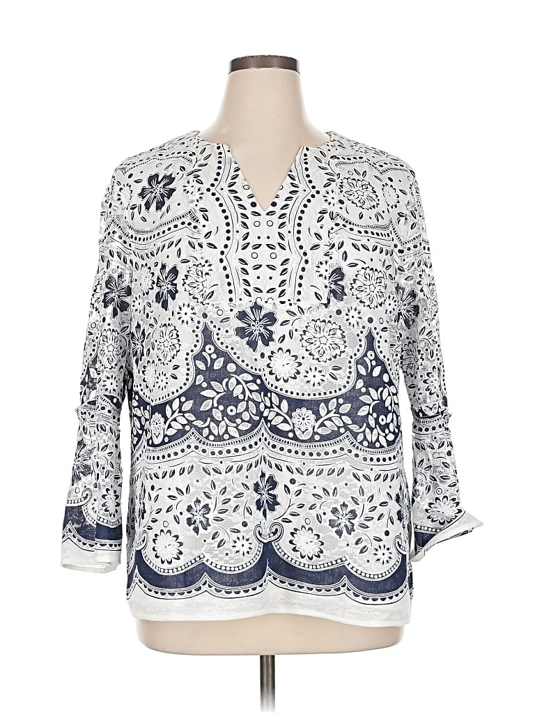 Pre-owned Chico's 3/4 Sleeve Blouse In White