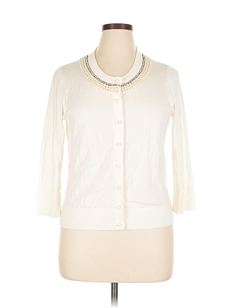 Pre-owned Kate Spade New York Cardigan Sweater In White