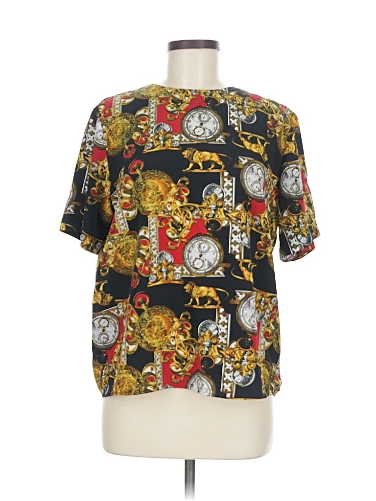 Pre-owned Notations Short Sleeve Blouse In Black