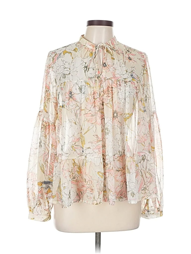 Pre-owned Lucky Brand Long Sleeve Blouse In White