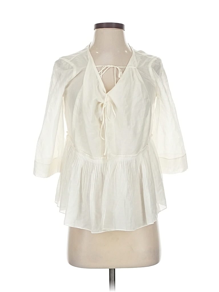 Pre-owned Bcbgmaxazria 3/4 Sleeve Blouse In White