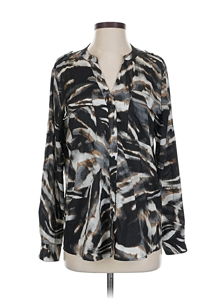 Pre-owned Calvin Klein Long Sleeve Blouse In Gray