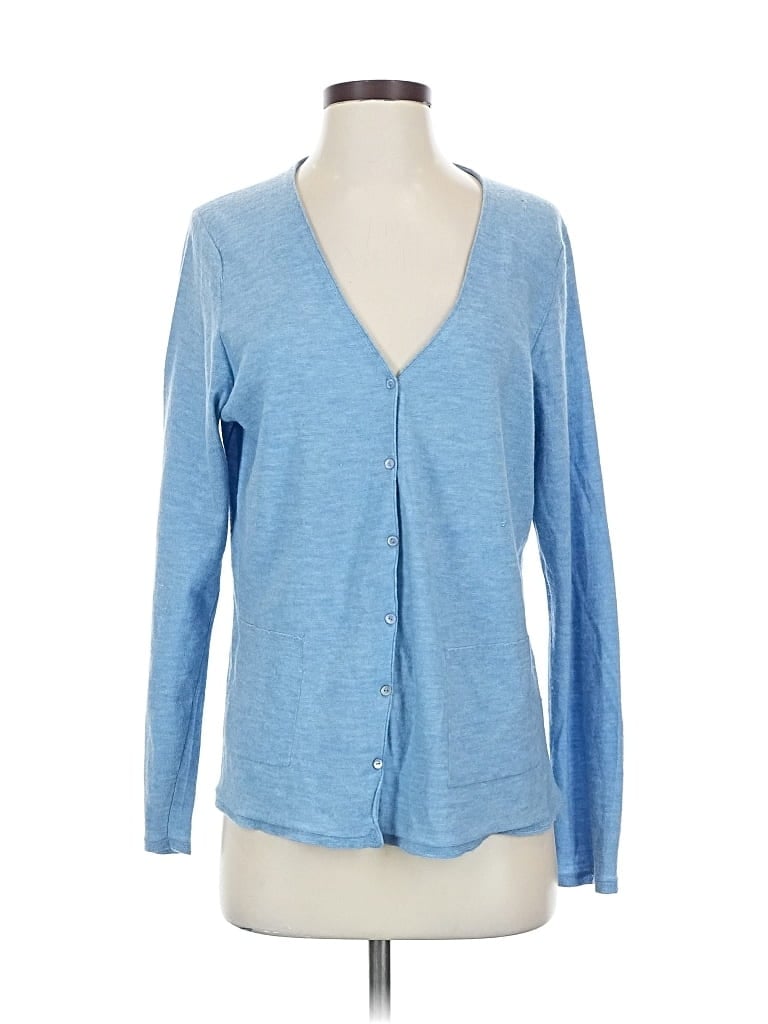 Pre-owned Eileen Fisher Cashmere Cardigan Sweater In Blue