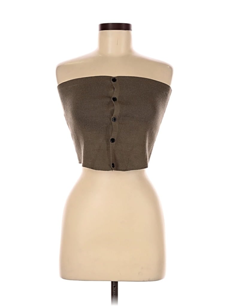 Pre-owned Commense Tube Top Brown Strapless Neckline Tops